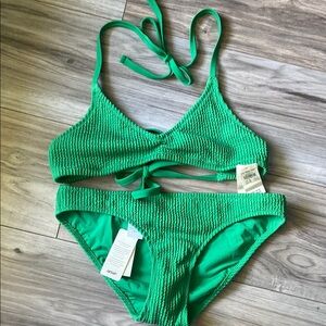 Aerie Green Textured Bikini Set size XS